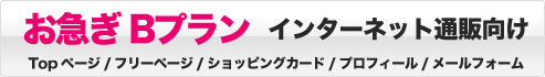 お急ぎBプラン インターネット通販向け Topページ/フリーページ/ショッピングカート/プロフィール/メールフォーム